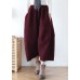 French pants stylish red Tutorials elastic waist wide leg pants