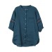 Women Peacock blue Embroideried Patchwork Tops Half Sleeve