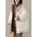 Chic White hooded Pockets Casual Winter Down Coat