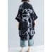 Style black prints cotton clothes For Women lapel collar Dresses summer tops