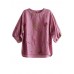 Elegant Pink O-Neck Embroideried Summer Linen Blouses