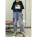 2021 new high waist  thin straight loose large size nine points Harlan casual female pants