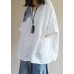 Organic White V Neck Print asymmetrical design Fall Half Sleeve Shirt Tops