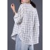 Elegant white plaid linen Tunic Cotton o neck summer shirt