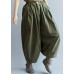 French Loose trousers vintage Arm Green Inspiration Elastic Waist wild pants