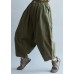 French Loose trousers vintage Arm Green Inspiration Elastic Waist wild pants