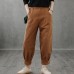 Retro casual brown pants women loose new cropped trousers