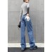 Organic Spring Wide Leg Pants Stylish Denim Blue Photography Hole High Waist Pants