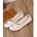 Art Splicing Flat Shoes For Women Beige Embroideried Cotton Linen Fabric