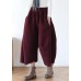 French pants stylish red Tutorials elastic waist wide leg pants