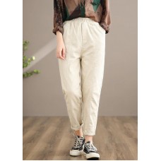 Unique Beige Pant Plus Size Clothing Spring Elastic Waist Fashion Ideas Pants