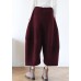 French pants stylish red Tutorials elastic waist wide leg pants