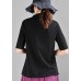 Classy Black High Neck asymmetrical design Cotton Tops Summer