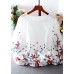 Cute White O-Neck Embroideried Chiffon tops lantern sleeve