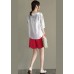 Simple White Loose O-Neck Embroideried Summer Linen Blouse Top