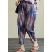 Printed casual plus size elastic waist nine-point harem pants