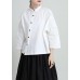 Fine White Peter Pan Collar Button Summer Blouse Tops